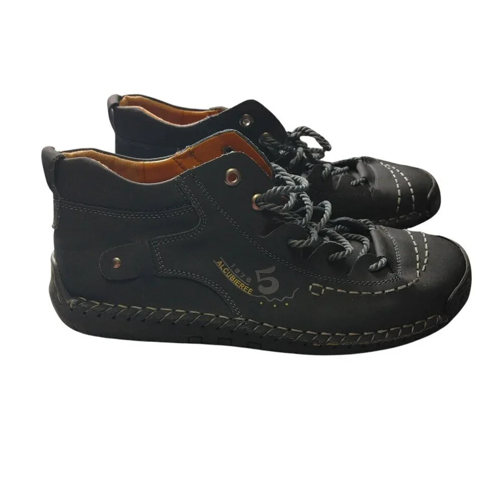 ALCUBIEREE Men's Size 45 (US 11.5) Casual Lace Up Black Ankle Boots Shoes